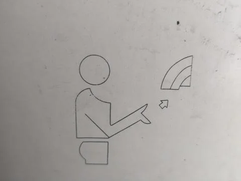 Stylized Figure Indicating Wireless Connection Symbol on Wall Foto stock