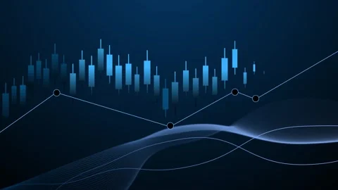 Stylized financial chart with candlesticks animation, connected line graph .. 스톡 동영상 329707905