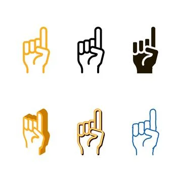 Stylized finger pointing up icon vector outline Stock Illustration