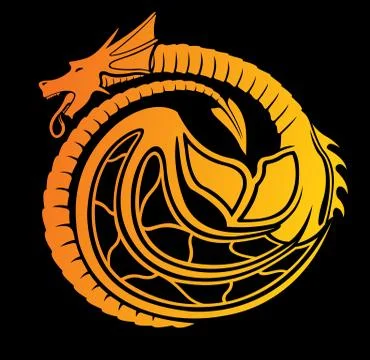 Stylized fire dragon Stock Illustration