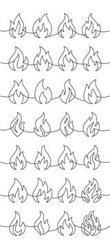 Stylized fire flame border clipart. Vector garland with burning flames in Stock Illustration