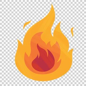 Stylized fire flame icon is flickering in flat design with gradient shapes, Stock Illustration