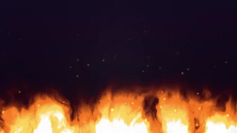 Stylized Fire Flames and Glowing Embers Loop Animation Stock Footage 347345022