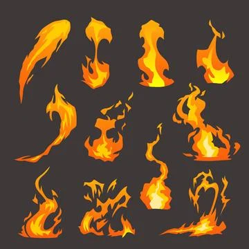 Stylized fire flames on dark background Stock Illustration