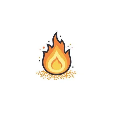 Stylized fire icon conveys warmth light power energy on isolated background.. Stock Illustration
