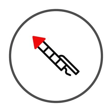 Stylized firework rocket graphic with a bold red head poised for a soaring .. Stock Illustration