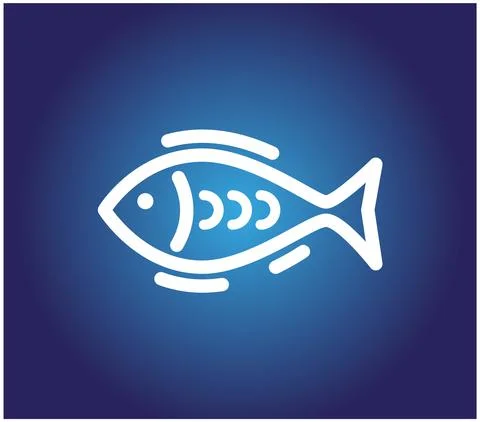 Stylized fish drawing linear logo symbol Stock Illustration