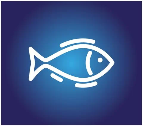 Stylized fish drawing linear logo symbol Stock Illustration