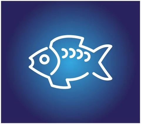 Stylized fish drawing linear logo symbol Stock Illustration