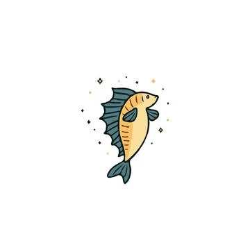 Stylized fish illustration with simple lines and cute design for ocean life.. Illustrazione stock