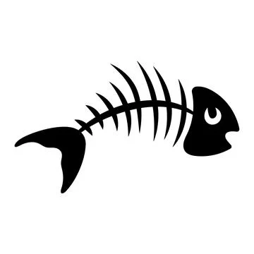 Stylized Fish Skeleton Silhouette Vector Illustration Stock Illustration