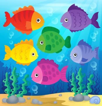 Stylized fishes theme image Stock Illustration
