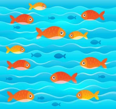 Stylized fishes topic image Stock Illustration