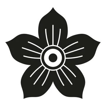 Stylized five petal flower black and white graphic icon Stock Illustration