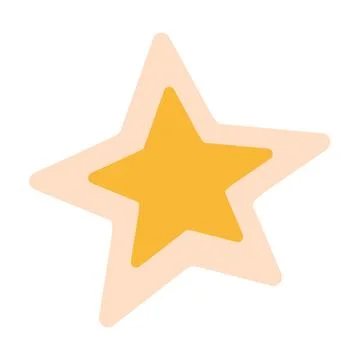 Stylized five pointed yellow star Christmas ornament. Flat style vector ill.. Stock Illustration