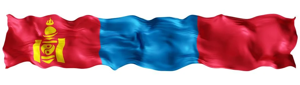 Stylized flag of Mongolia waving in the wind, isolated on white background. F Stock Photos
