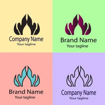 Stylized Flame Crest logo design Stock Illustration