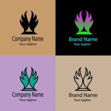 Stylized Flame Hands logo design 스톡 일러스트