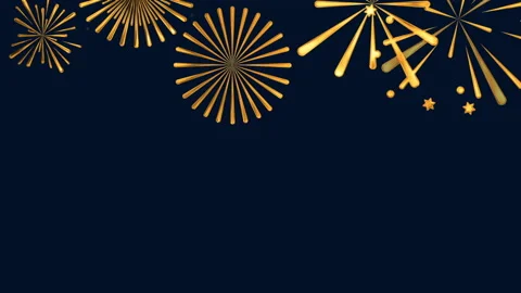Stylized flashes of festive fireworks on a dark background Stock Footage 205741134