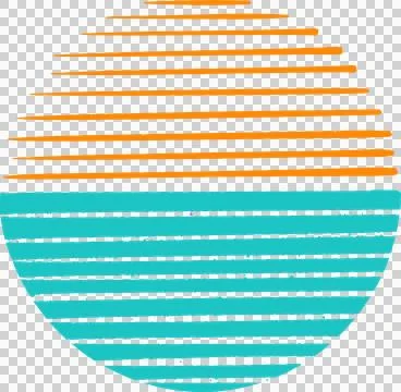 Stylized flat circle is showing bright orange and turquoise horizon stripes イラスト素材