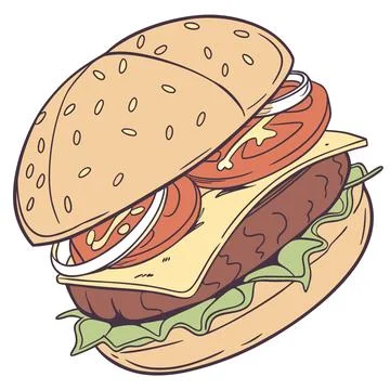 Stylized Flat Design Hamburger Vector Stock Illustration