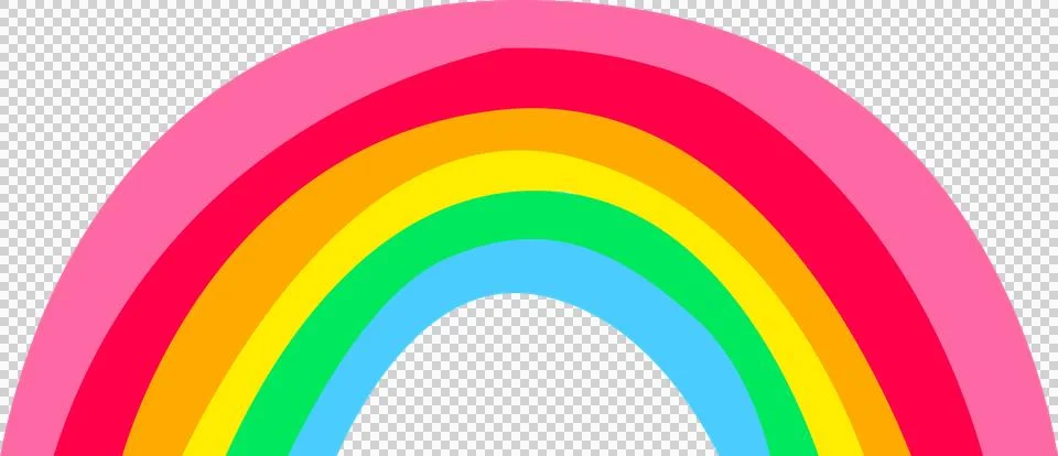 Stylized flat design rainbow arc is showing six curved bright color bands, Stock Illustration