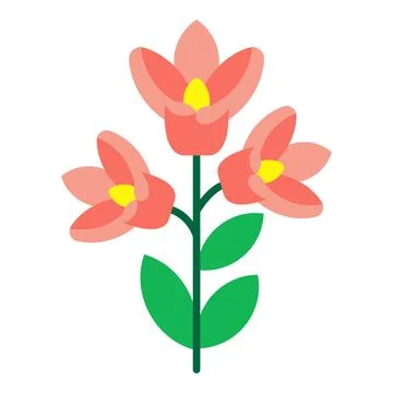 Stylized flat design vector artwork showing pink flowers with yellow centers イラスト素材