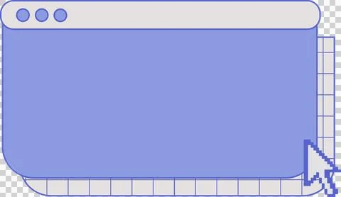 Stylized flat-design window is showing purple panel, controls, tabs, cursor, イラスト素材