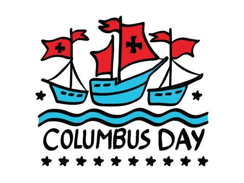 Stylized flat hand drawn illustration for columbus day celebration Stock Illustration