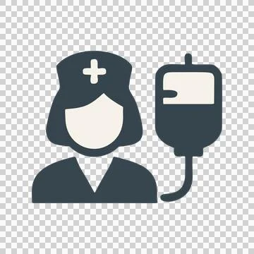 Stylized Flat Icon Representing a Nurse with an Infusion Bag medical care concep Stock-Illustration