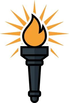 A Stylized Flat Illustration of a Burning Torch Representing Achievement Ilustração Stock
