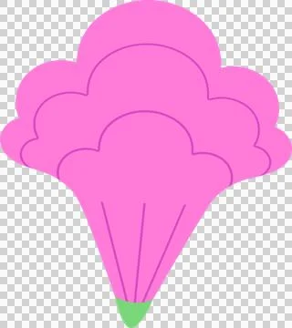 Stylized flat pink cloud is floating on transparent backdrop, featuring Illustration