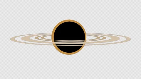 Stylized Flat Saturn Planet Ring Rotating 4K Loop Alpha Видео 337814758