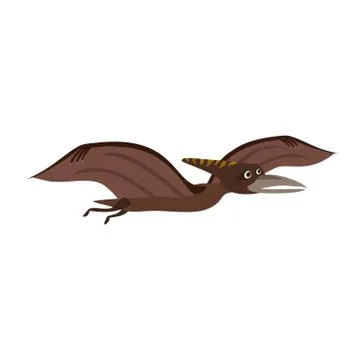 Stylized flat vector cartoon pterodactyl dinosaur Illustrazione stock