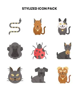 Stylized Flat Vector Icons Pack Illustrazione stock
