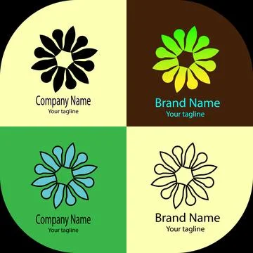 Stylized Floral Bloom with Negative Space Center Stock Illustration