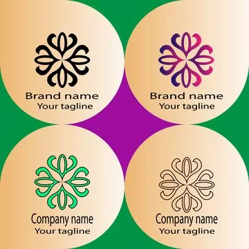 Stylized Floral Emblem logo Stock Illustration