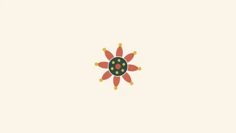 A stylized floral icon featuring a central circle and eight rounded petals Stock Footage 338311368