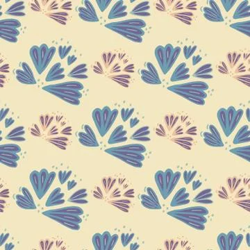 Stylized floral seamless pattern with flower outline silhouettes. Purple bota Stock Illustration