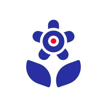 Stylized Flower Icon with Bold Colors and Design Stock Illustration