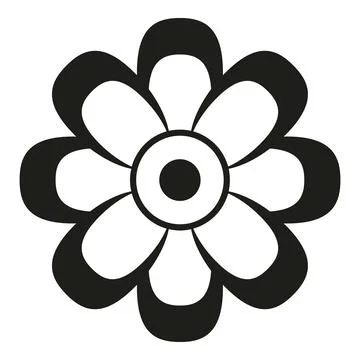 Stylized flower icon simple black and white design Stock Illustration