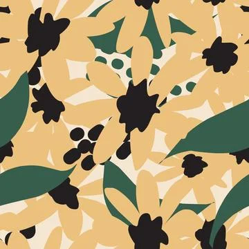 Stylized flowers in flat style. Vector seamless pattern Stockillustratie