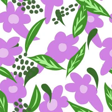 Stylized flowers in flat style. Vector seamless pattern 库存插图