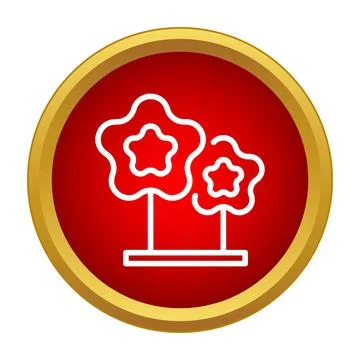 Stylized flowers icon on red circle background Stock Illustration