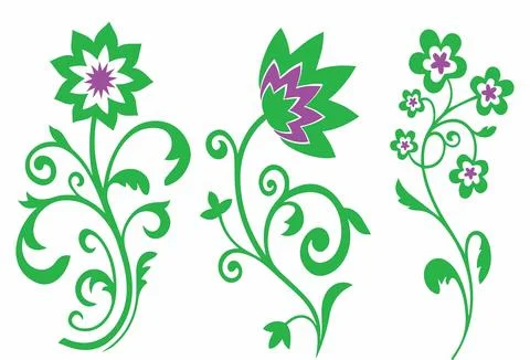 Stylized flowers illustrations pan tools drawing Иллюстрация