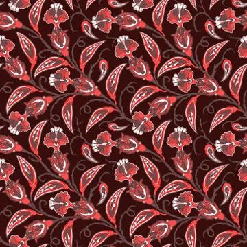 Stylized flowers seamless pattern. Decorative oriental floral background. Stock Illustration