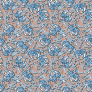 Stylized flowers seamless pattern. Decorative oriental floral background. Stock Illustration