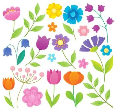 Stylized flowers topic set Illustrazione stock