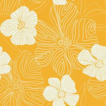 Stylized flowers vector seamless pattern. Retro style Stock Illustration