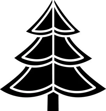 Stylized fluffy Christmas tree graphic icon Stock Illustration